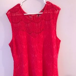 Forever 21 Red Eyelash Lace Fit and Flare Dress